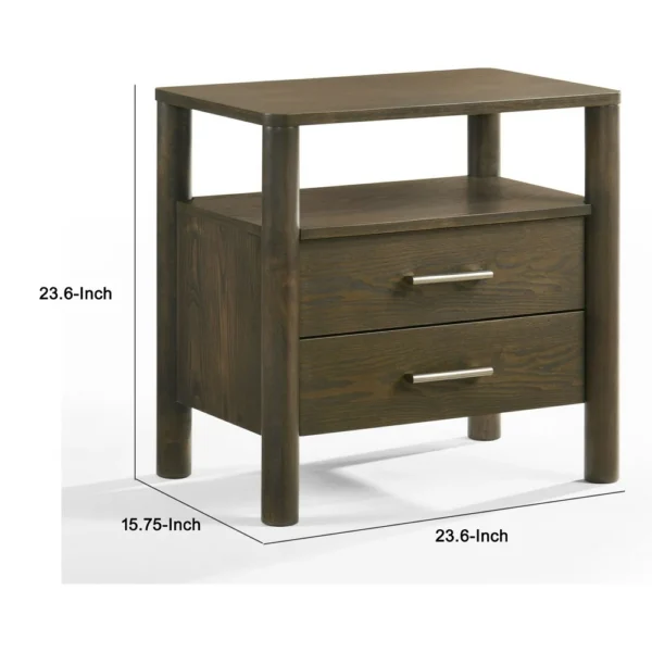 BM338538_4_38df321b-5493-4dca-a445-6eb9ddcf680a Cid Caro Nightstand, 2 Drawers 1 Shelf, Wenge Brown Rubberwood, 24 Inch