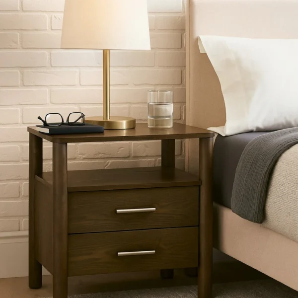 BM338538_5_462183fb-98f8-4ea6-9056-819de0c499c7 Cid Caro Nightstand, 2 Drawers 1 Shelf, Wenge Brown Rubberwood, 24 Inch