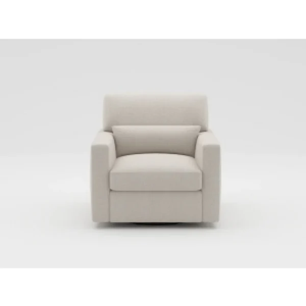 Ompa Swivel Armchair with Lumbar Pillow, Cream Beige Boucle