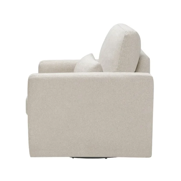 Ompa Swivel Armchair with Lumbar Pillow, Cream Beige Boucle