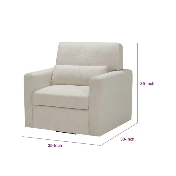 Ompa Swivel Armchair with Lumbar Pillow, Cream Beige Boucle