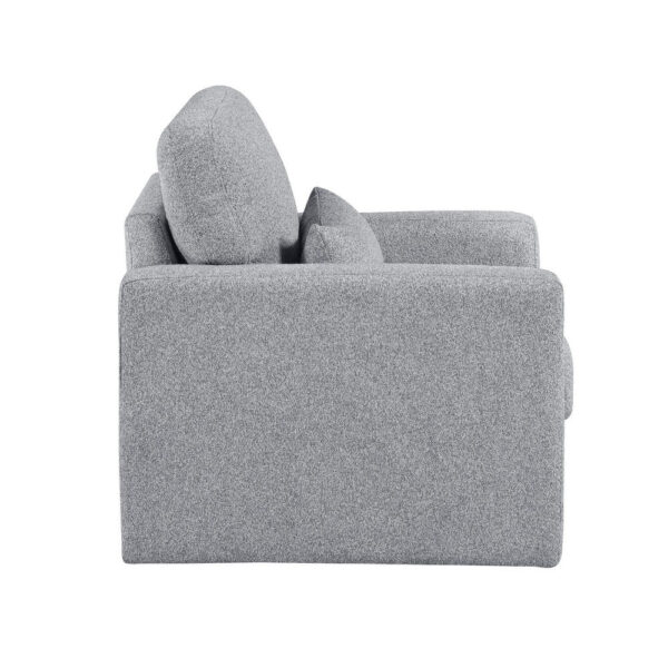 Ompa Swivel Armchair with Lumbar Pillow, Cloud Gray Boucle