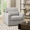 Ompa Swivel Armchair with Lumbar Pillow, Cloud Gray Boucle