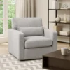 Ompa Swivel Armchair with Lumbar Pillow, Cloud Gray Boucle