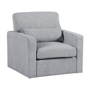 Ompa Swivel Armchair with Lumbar Pillow, Cloud Gray Boucle