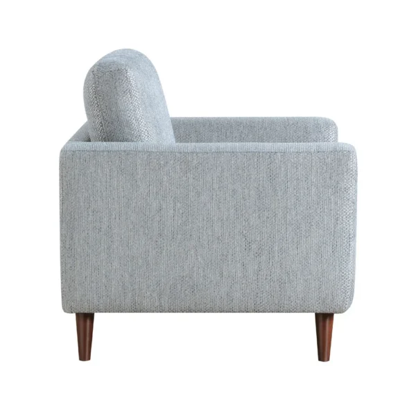 BM338604_3_e1ade98e-8777-4edd-9a8b-66ca77cc163c Ricca Armchair, Blue Gray Chenille, Foam, Angled Brown Wood Legs