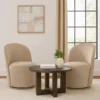 BM338641_5 Accent Swivel Dining Chairs, Set of 2, Camel Brown Velvet, Contoured Back