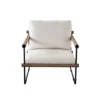 Accent Armchair, Brown Solid Wood Armrests, 31 Inch, Cream Fabric Seat