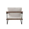 Accent Armchair, Brown Solid Wood Armrests, 31 Inch, Cream Fabric Seat