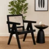 BM338691_5 Kato Dining Armchair, Cane Backrest, 24 Inch, Black Solid Mango Wood