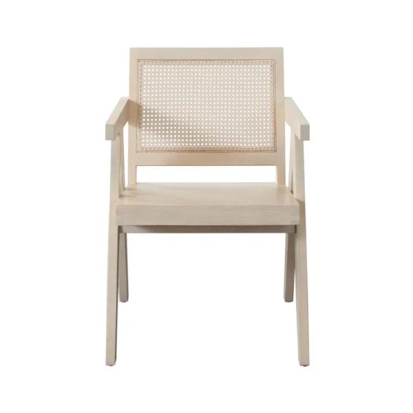 Kato Dining Armchair, Cane Backrest, 24 Inch, Natural Brown Solid Mango Wood