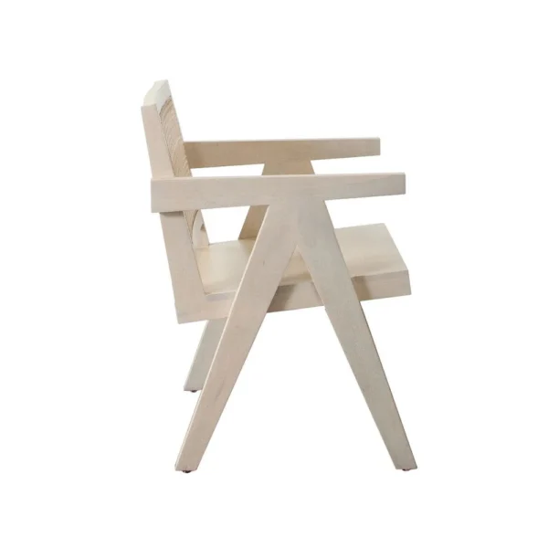 Kato Dining Armchair, Cane Backrest, 24 Inch, Natural Brown Solid Mango Wood