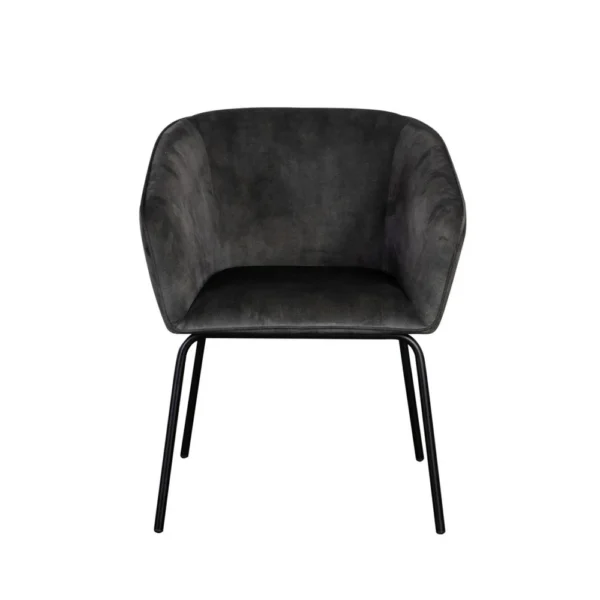 BM338713_1_3a485195-5957-4b8d-ba37-71fe9f485625 Voro Dining Chair Set of 2, Gray Velvet, Sleek Black Metal Legs