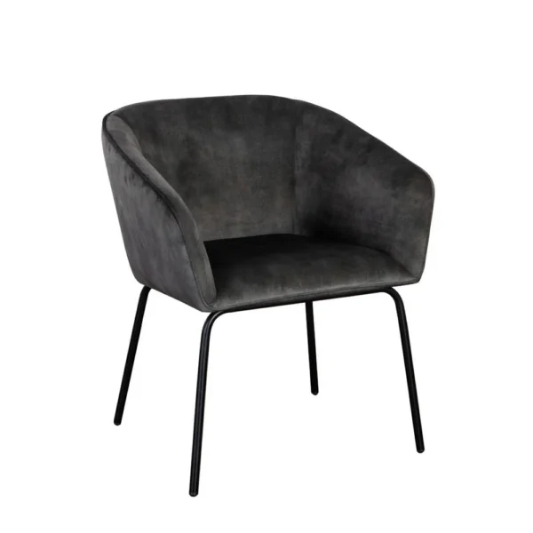 BM338713_2_fc854a00-e558-43c5-915a-50e584b3a10a Voro Dining Chair Set of 2, Gray Velvet, Sleek Black Metal Legs