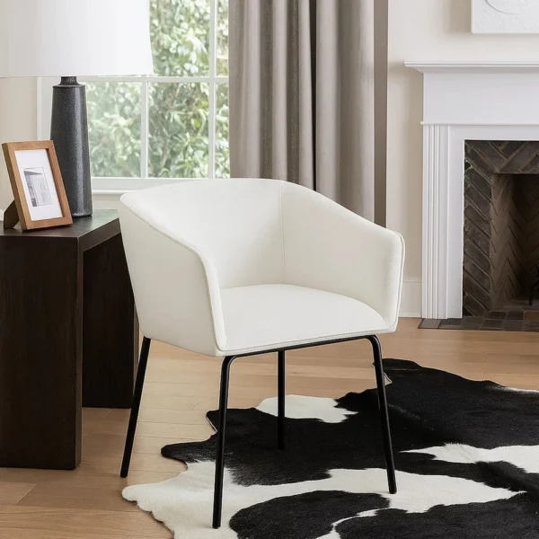 BM338714_6 Voro Dining Chair Set of 2, Mist White Fabric, Sleek Black Metal Legs