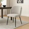 BM338734_5 Griz Dining Side Chair Set of 2, Curved Back, Cream White Polyester, Black