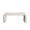 Accent Bench, C Shaped Design Ivory Boucle Upholstery, 44 Inch
