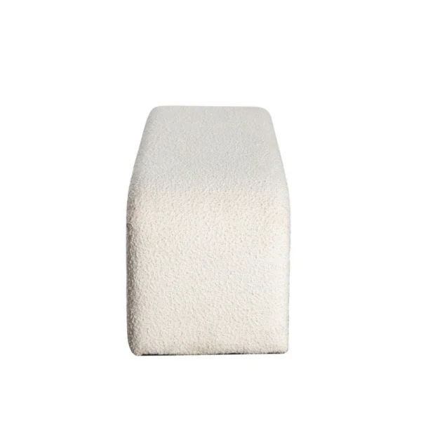 Accent Bench, C Shaped Design Ivory Boucle Upholstery, 44 Inch
