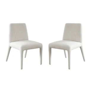 Hena Dining Side Chair Set of 2, Light Oat Polyester Upholstered Frame