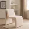 BM338759_5 Nena Armless Dining Chair, Curved Light Camel Brown Shearling Fabric