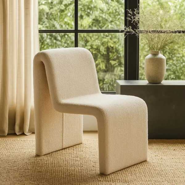 BM338759_6 Nena Armless Dining Chair, Curved Light Camel Brown Shearling Fabric