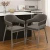 BM338770_5 Arie Counter Height Chair Set of 2, Gray Faux Leather Seat and Back