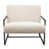 Masy Accent Armchair, Bone White Boucle Textured Fabric, Metal Legs
