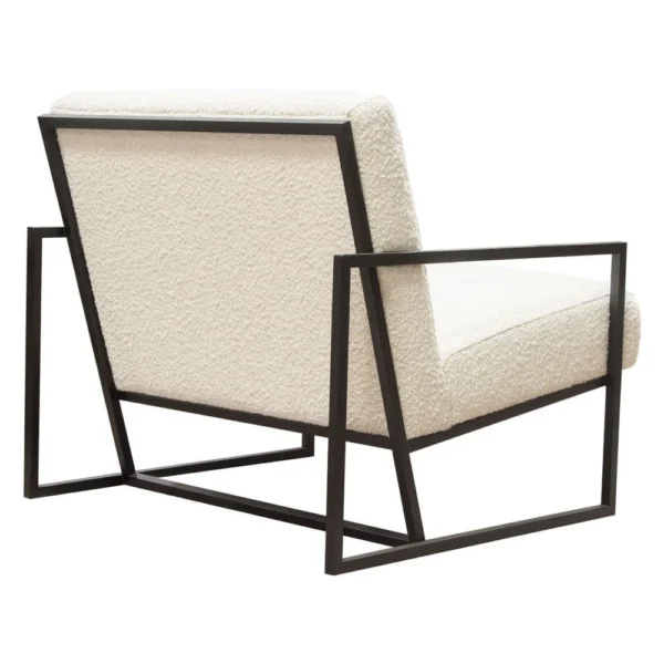Masy Accent Armchair, Bone White Boucle Textured Fabric, Metal Legs