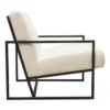 Masy Accent Armchair, Bone White Boucle Textured Fabric, Metal Legs