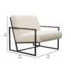 Masy Accent Armchair, Bone White Boucle Textured Fabric, Metal Legs