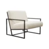 Masy Accent Armchair, Bone White Boucle Textured Fabric, Metal Legs