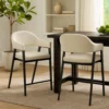 BM338805_5 Arie Counter Height Chair Set of 2, Cream White Polyester, Black Legs