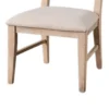 Ellon Side Dining Chair Set of 2, Distressed Natural Brown Wood, Beige Fabric