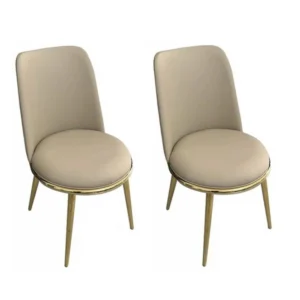 BM339200_f5d7b23c-46ca-49e8-9a7b-97ae98fc1289 Relli Side Dining Chair Set of 2, Gold Metal, Taupe Faux Leather, Round Seats