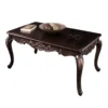 Astor Coffee Table, 52 Inch Dark Cherry Brown Wood, Carved Details