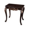 Astor End Table, 29 Inch Dark Cherry Brown Wood, Carved Details