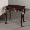 Astor End Table, 29 Inch Dark Cherry Brown Wood, Carved Details