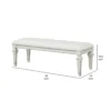 Miamy Bench, Cream White Wood Frame, Textured Fabric, 55 Inch