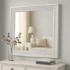 BM339234_5 Miamy Dresser Mirror, 44 Inch Cream White Wood Frame, Bevelled Edge