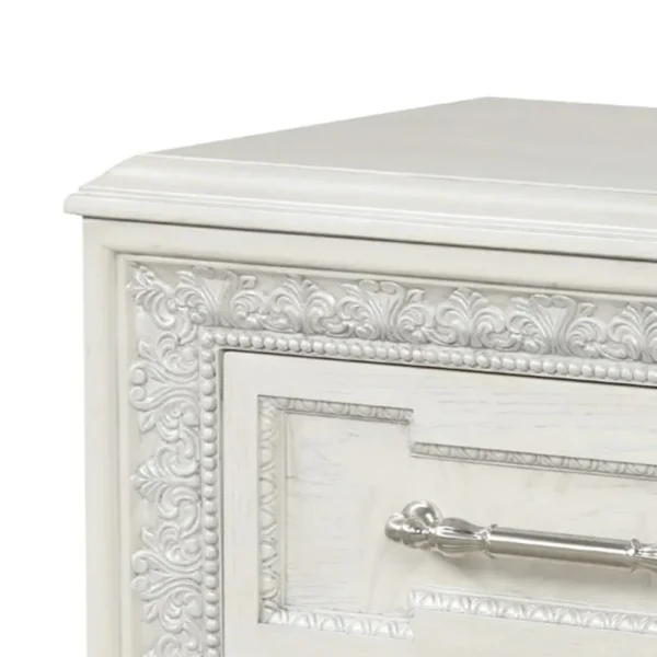 Miamy Nightstand, USB, 2 Drawers, Cream White Wood, 29 Inch