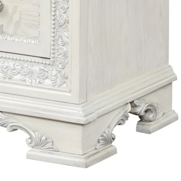 Miamy Nightstand, USB, 2 Drawers, Cream White Wood, 29 Inch