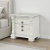 BM339237_5 Naddy Nightstand, 2 Drawers, USB, Wire Brushed White Wood, 30 Inch