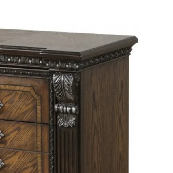 Naddy Nightstand, Hidden Drawer USB A-C, Espresso Brown Wood, 30 Inch