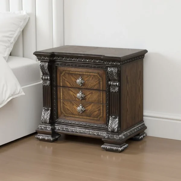 Naddy Nightstand, Hidden Drawer USB A-C, Espresso Brown Wood, 30 Inch