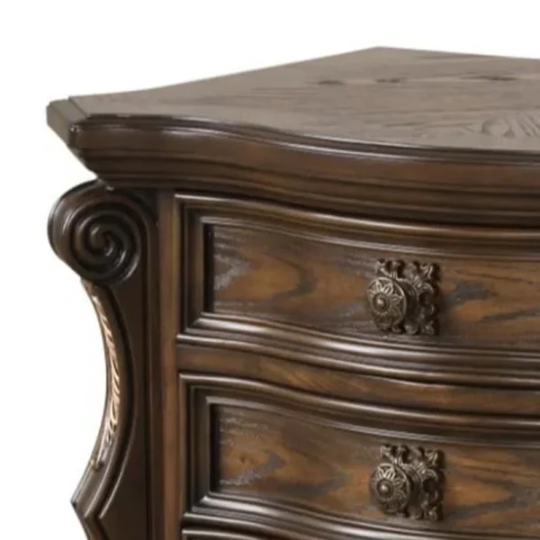 Leova Nightstand, 2 Drawers, USB A-C, 31 Inch Dark Brown Wood