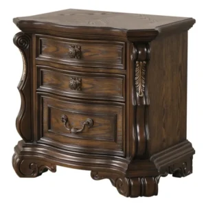Leova Nightstand, 2 Drawers, USB A-C, 31 Inch Dark Brown Wood