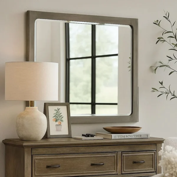 BM339244_5 Thorne Dresser Mirror, Warm Gray Rubberwood, Beveled Edge, 40 Inch