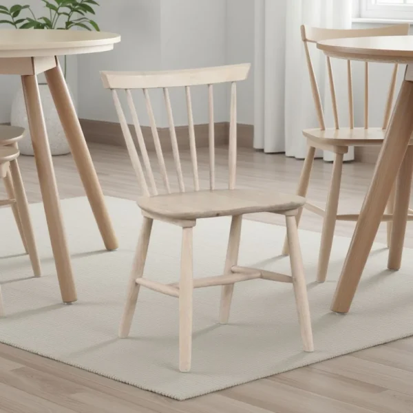 BM339247_5 Baylee Side Dining Chair Set of 2, Spindle Back, Tapered Legs, White Oak Wood