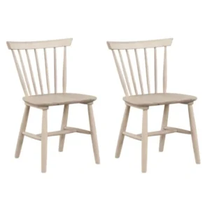 Baylee Side Dining Chair Set of 2, Spindle Back, Tapered Legs, White Oak Wood