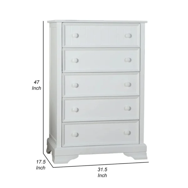 BM339275_4_113b38a6-6339-40be-9557-59b5408d0924 Toli Tall Dresser Chest, 5 Drawers w Round Knobs, White Solid Hardwood